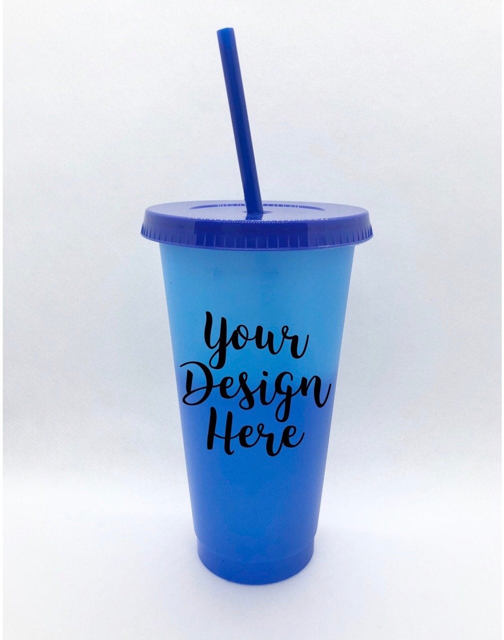 Personalised Cold Cup With Straw and Lid. Pastel Colours